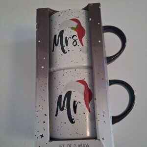 Frankie GREY Christmas Mugs Mr & Mrs Claus